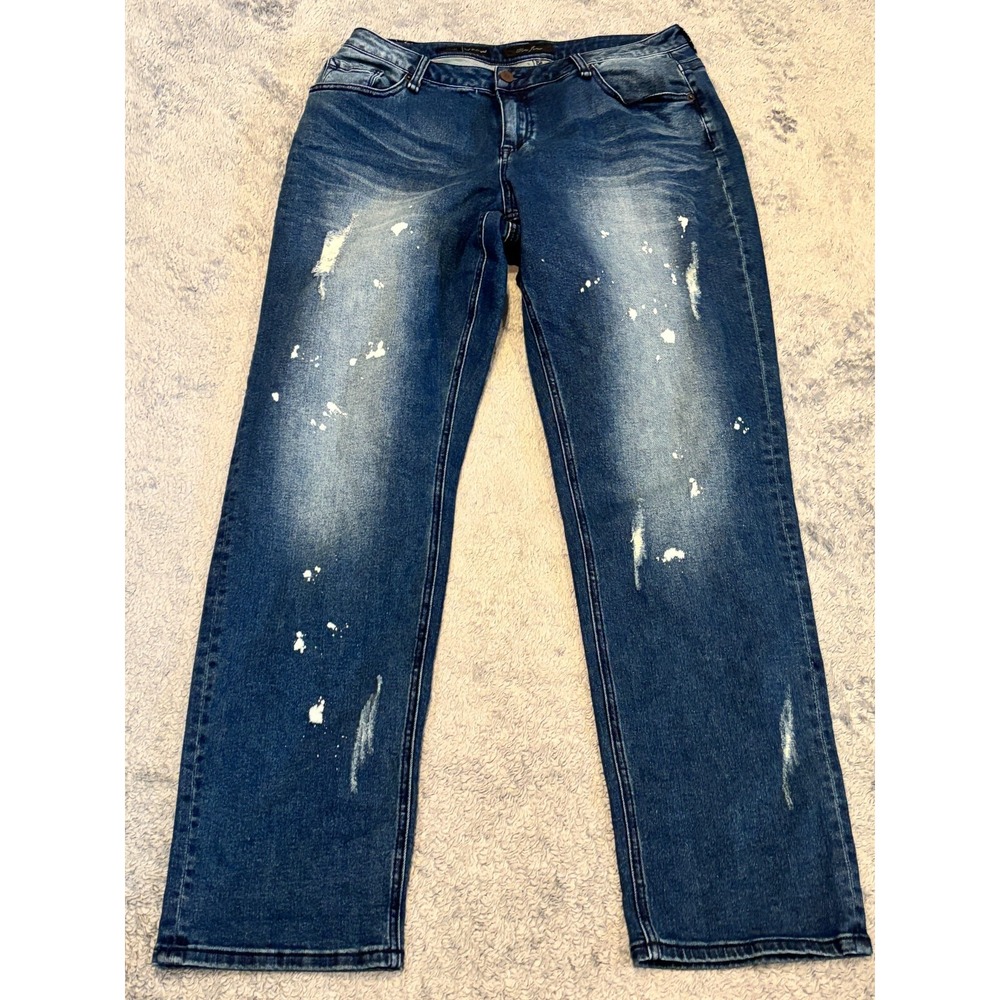 Poetic Justice Jeans Womens 30R Verla True Boyfriend Bleach Washed Dark Blue